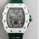 Richard Mille - RM11-03 44.5mm Auto Flyback Chrono White Ceramic Case Green Rubber Strap KVF A7750 Super Clone