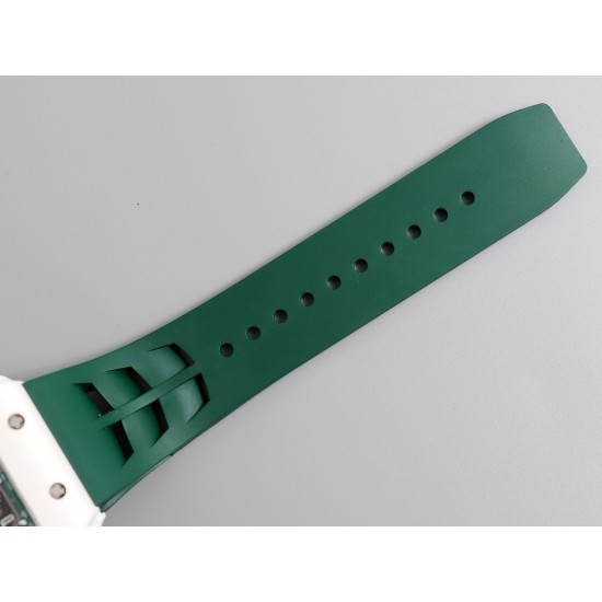 Richard Mille - RM11-03 44.5mm Auto Flyback Chrono White Ceramic Case Green Rubber Strap KVF A7750 Super Clone