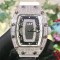 Richard Mille - RM037 34.4mm Ladies Diamonds Paved Steel Case White Rubber Strap With Skeleton Diamonds Dial Automatic Movement