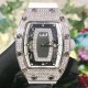 Richard Mille - RM037 34.4mm Ladies Diamonds Paved Steel Case White Rubber Strap With Skeleton Diamonds Dial Automatic Movement