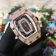 Richard Mille - RM037 34.4mm Ladies Diamonds Rose Gold Case White Rubber Strap With Skeleton Diamonds Dial Automatic Movement