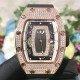 Richard Mille - RM037 34.4mm Ladies Diamonds Rose Gold Case White Rubber Strap With Skeleton Diamonds Dial Automatic Movement