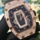 Richard Mille - RM037 34.4mm Ladies Diamonds Rose Gold Case White Rubber Strap With Skeleton Diamonds Dial Automatic Movement