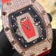 Richard Mille - RM037 34.4mm Ladies Diamonds Rose Gold Case Red Rubber Strap With Skeleton Diamonds Dial Automatic Movement