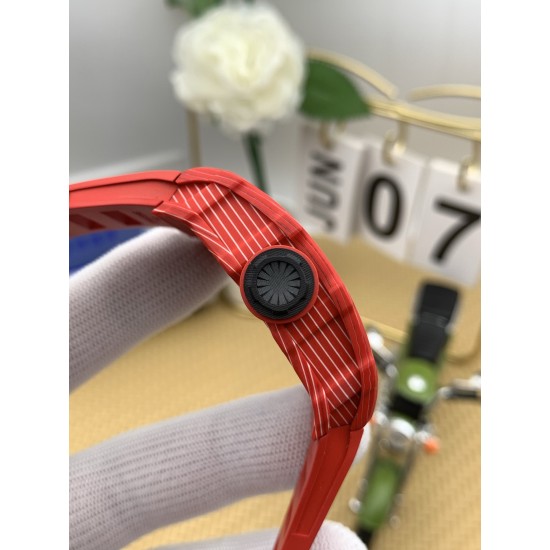 Richard Mille RM35-02 43mm Carbon Case Skeleton Dial With Red Rubber Strap ZF Clone RMUL2