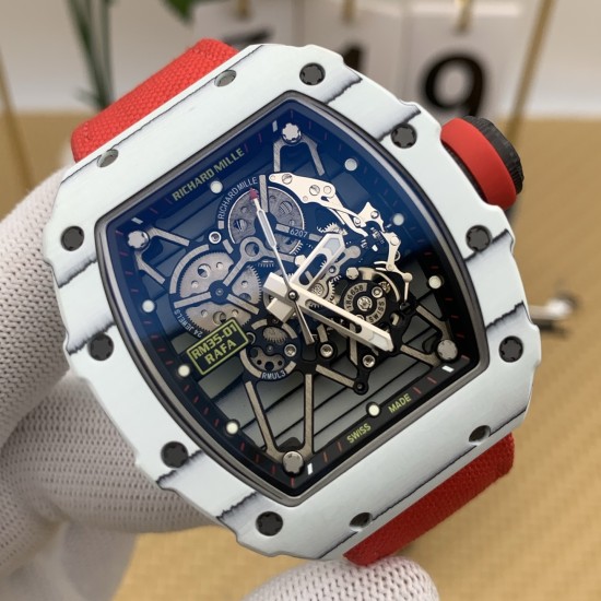 Richard Mille- RM35-01 Americas White NTPT/RU Skeleton Dial on Red Nylon Strap BBSF RMUL3 Super Clone
