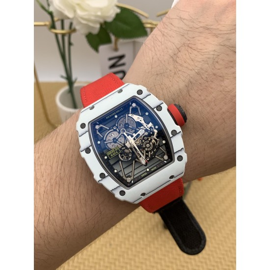 Richard Mille- RM35-01 Americas White NTPT/RU Skeleton Dial on Red Nylon Strap BBSF RMUL3 Super Clone