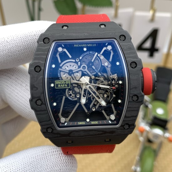 Richard Mille - RM35-01 44.5mm Skeleton NTPT Dial on Red Strap BBSF RMUL3 Super Clone
