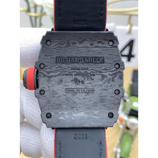 Richard Mille - RM35-01 44.5mm Skeleton NTPT Dial on Red Strap BBSF RMUL3 Super Clone