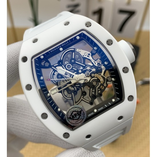 Richard Mille - RM055 43mm White Cer/RU Skeleton Black Dial APSF RMUL2 Super Clone