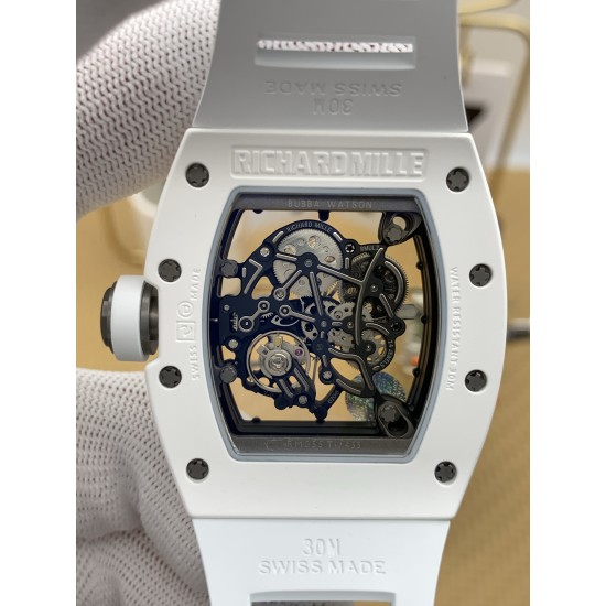 Richard Mille - RM055 43mm White Cer/RU Skeleton Black Dial APSF RMUL2 Super Clone