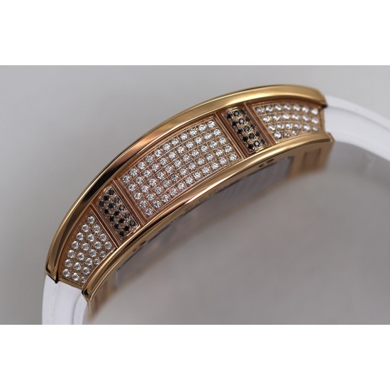 Richard Mille - RM07-01 Ladies 31.5mm RG Red Full Square Diamonds Case on White Rubber ZF CRMA2
