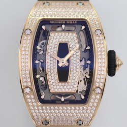 Richard Mille - RM07-01 Ladies 31.5mm RG Black Full Square Diamonds Case on Black Rubber ZF CRMA2
