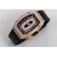 Richard Mille - RM07-01 Ladies 31.5mm RG Black Full Square Diamonds Case on Black Rubber ZF CRMA2