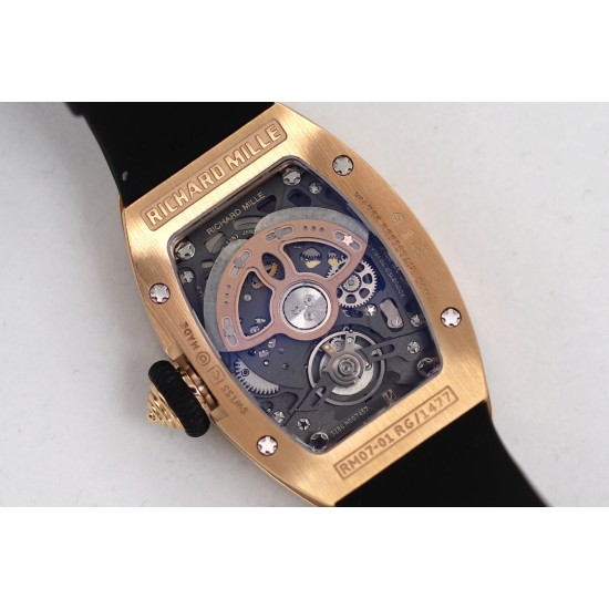 Richard Mille - RM07-01 Ladies 31.5mm RG Red Full Square Diamonds Case on Black Rubber ZF CRMA2