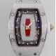 Richard Mille - RM07-01 Ladies 31.5mm Red Full Square Diamonds Case on White Rubber ZF CRMA2