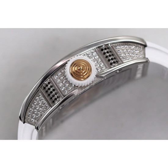 Richard Mille - RM07-01 Ladies 31.5mm Red Full Square Diamonds Case on White Rubber ZF CRMA2