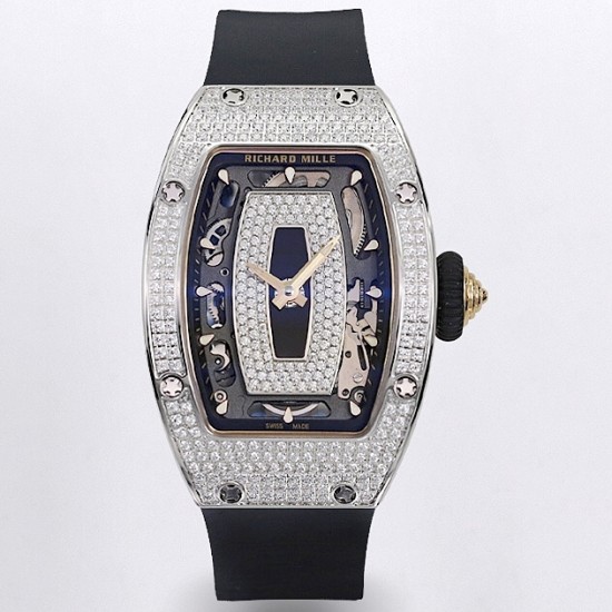 Richard Mille - RM07-01 Ladies 31.5mm Black Full Diamonds Case on Black Rubber ZF CRMA2