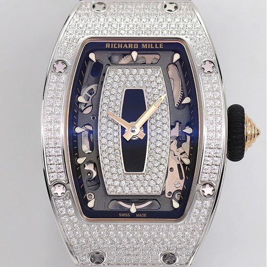Richard Mille - RM07-01 Ladies 31.5mm Black Full Diamonds Case on Black Rubber ZF CRMA2