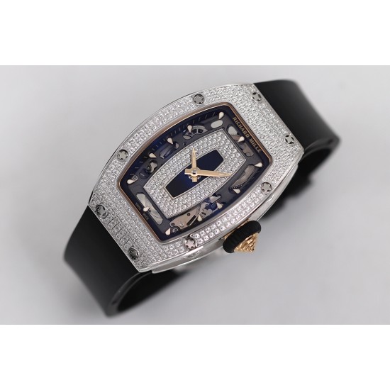 Richard Mille - RM07-01 Ladies 31.5mm Black Full Diamonds Case on Black Rubber ZF CRMA2