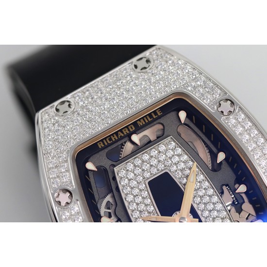 Richard Mille - RM07-01 Ladies 31.5mm Black Full Diamonds Case on Black Rubber ZF CRMA2