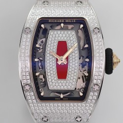 Richard Mille - RM07-01 Ladies 31.5mm Red Full Square Diamonds Case on Black Rubber ZF CRMA2