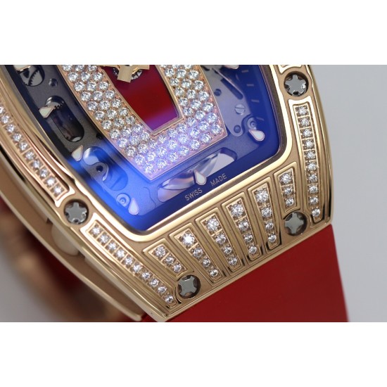 Richard Mille - RM07-01 Ladies 31.5mm RG Red Diamonds Sketelon Dial on Red Rubber ZF CRMA2