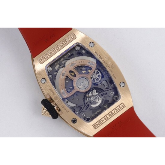 Richard Mille - RM07-01 Ladies 31.5mm RG Red Diamonds Sketelon Dial on Red Rubber ZF CRMA2