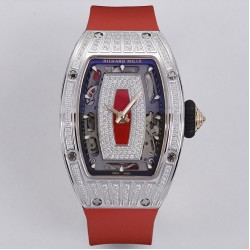 Richard Mille - RM07-01 Ladies 31.5mm Red Diamonds Sketelon Dial on Red Rubber ZF CRMA2