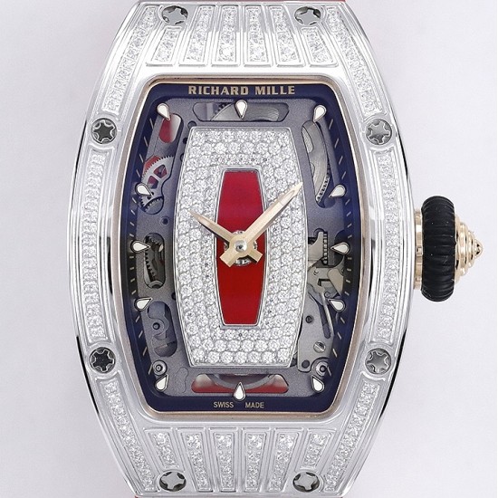 Richard Mille - RM07-01 Ladies 31.5mm Red Diamonds Sketelon Dial on Red Rubber ZF CRMA2