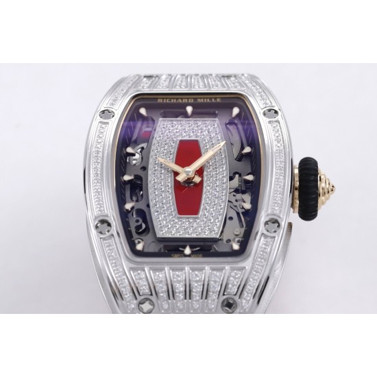 Richard Mille - RM07-01 Ladies 31.5mm Red Diamonds Sketelon Dial on Red Rubber ZF CRMA2