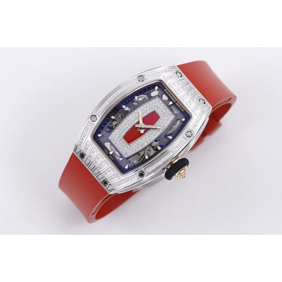 Richard Mille - RM07-01 Ladies 31.5mm Red Diamonds Sketelon Dial on Red Rubber ZF CRMA2