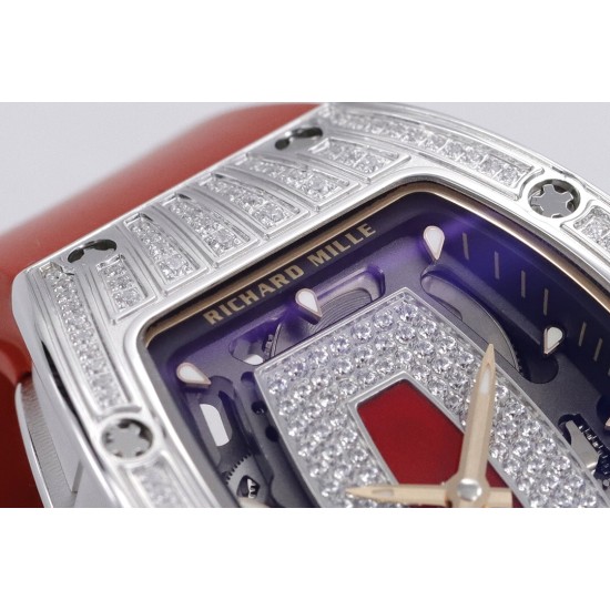 Richard Mille - RM07-01 Ladies 31.5mm Red Diamonds Sketelon Dial on Red Rubber ZF CRMA2