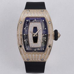 Richard Mille - RM07-01 Ladies 31.5mm RG Black Diamonds Sketelon Dial on Black Rubber ZF CRMA2