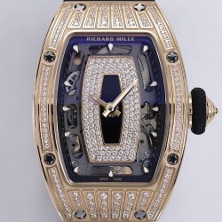 Richard Mille - RM07-01 Ladies 31.5mm RG Black Diamonds Sketelon Dial on Black Rubber ZF CRMA2