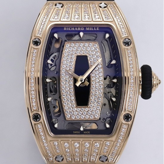 Richard Mille - RM07-01 Ladies 31.5mm RG Black Diamonds Sketelon Dial on Black Rubber ZF CRMA2