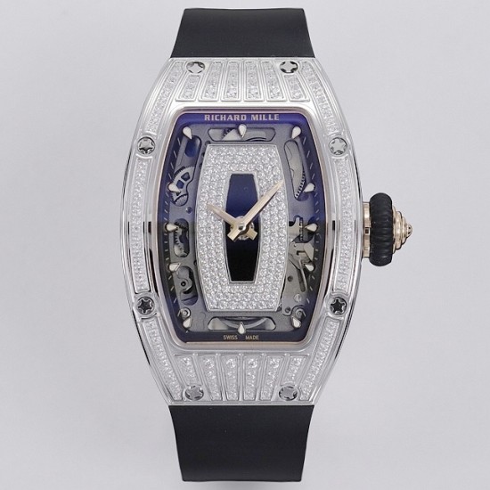 Richard Mille - RM07-01 Ladies 31.5mm Black Diamonds Sketelon Dial on Black Rubber ZF CRMA2