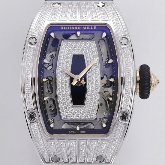 Richard Mille - RM07-01 Ladies 31.5mm Black Diamonds Sketelon Dial on Black Rubber ZF CRMA2
