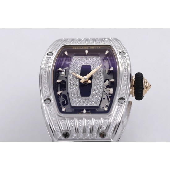 Richard Mille - RM07-01 Ladies 31.5mm Black Diamonds Sketelon Dial on Black Rubber ZF CRMA2