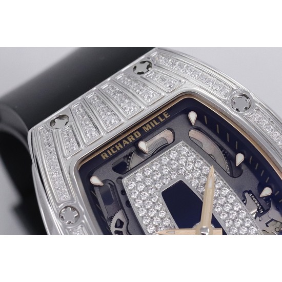 Richard Mille - RM07-01 Ladies 31.5mm Black Diamonds Sketelon Dial on Black Rubber ZF CRMA2