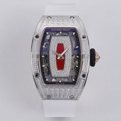 Richard Mille - RM07-01 Ladies 31.5mm Red Diamonds Sketelon Dial on White Rubber ZF CRMA2