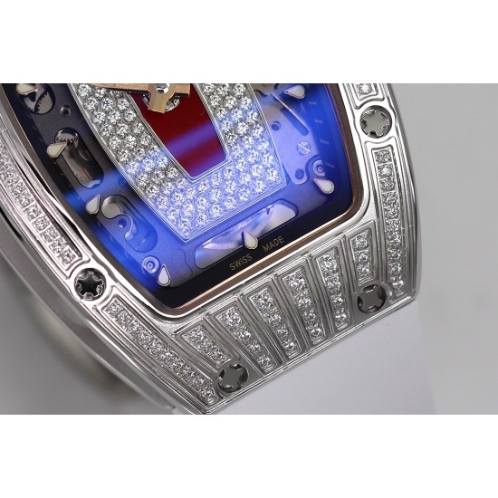 Richard Mille - RM07-01 Ladies 31.5mm Red Diamonds Sketelon Dial on White Rubber ZF CRMA2