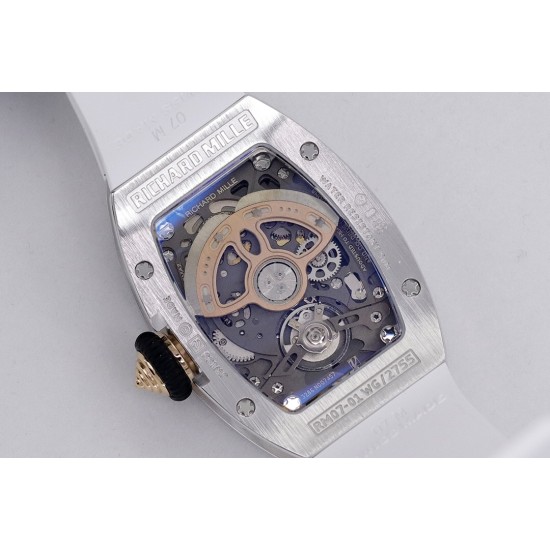Richard Mille - RM07-01 Ladies 31.5mm Red Diamonds Sketelon Dial on White Rubber ZF CRMA2