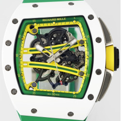Richard Mille - RM61-01 43mm White Ceramic/RU Sketelon Dial on Green Rubber Strap ZF RMUL2
