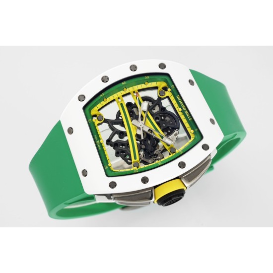 Richard Mille - RM61-01 43mm White Ceramic/RU Sketelon Dial on Green Rubber Strap ZF RMUL2