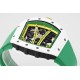 Richard Mille - RM61-01 43mm White Ceramic/RU Sketelon Dial on Green Rubber Strap ZF RMUL2