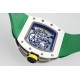 Richard Mille - RM61-01 43mm White Ceramic/RU Sketelon Dial on Green Rubber Strap ZF RMUL2