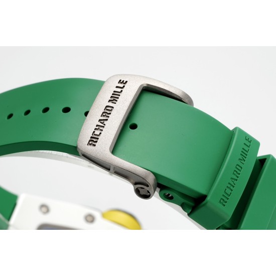 Richard Mille - RM61-01 43mm White Ceramic/RU Sketelon Dial on Green Rubber Strap ZF RMUL2