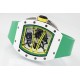Richard Mille - RM61-01 43mm White Ceramic/RU Sketelon Dial on Green Rubber Strap ZF RMUL2