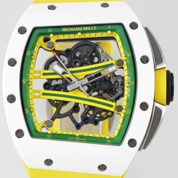 Richard Mille - RM61-01 43mm White Ceramic/RU Sketelon Dial on Yellow Rubber Strap ZF RMUL2